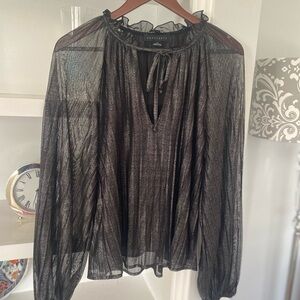 Sanctuary Black Sheer Bodice Lined Blouse